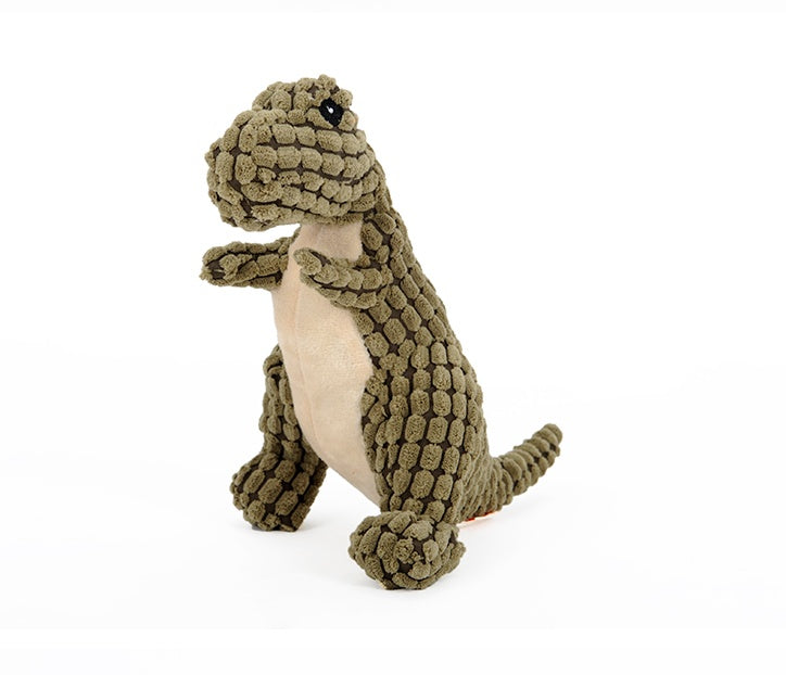 Plush dinosaur toy on a white background