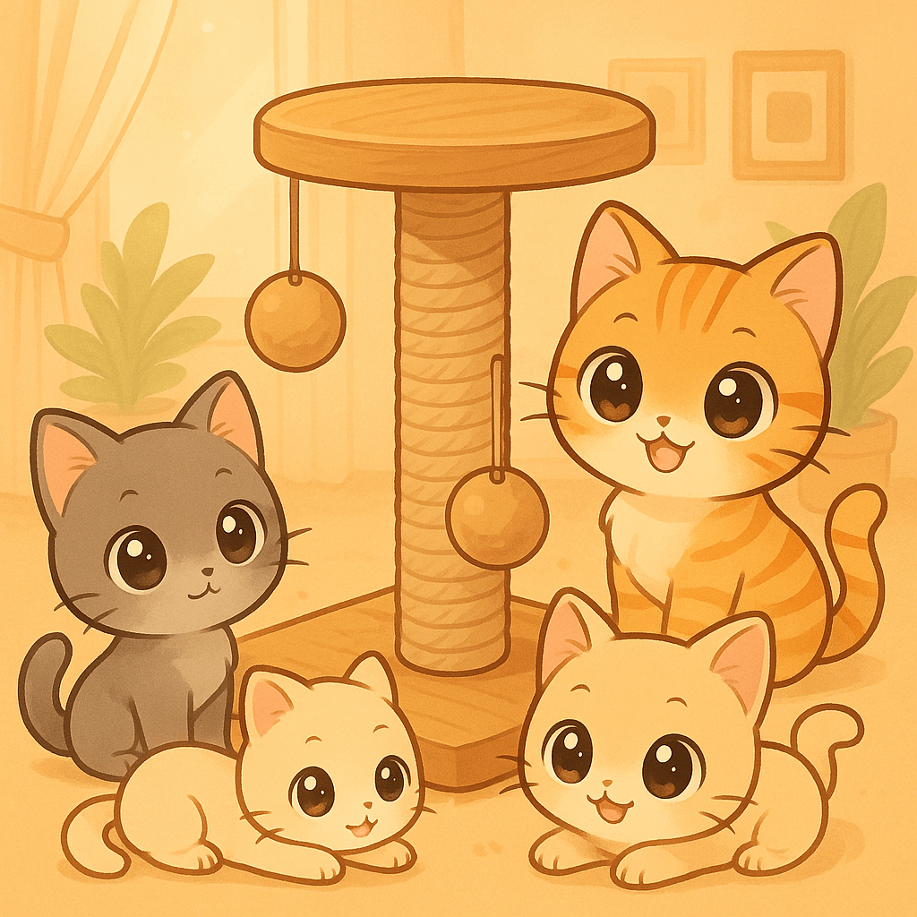 Cat Scratching Post - Kawaii Anime Style