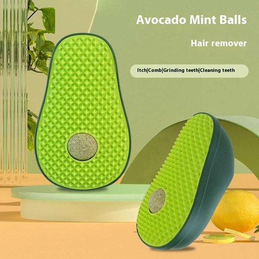 Avocado-shaped hair remover with green textured surface on a light green background