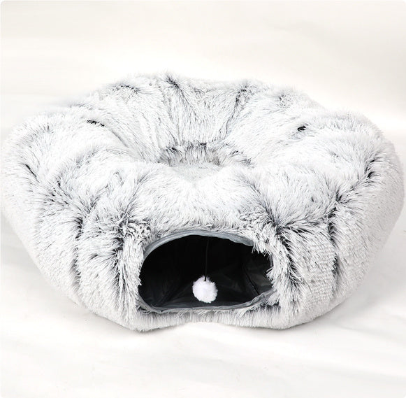 Fluffy pet bed on a white background